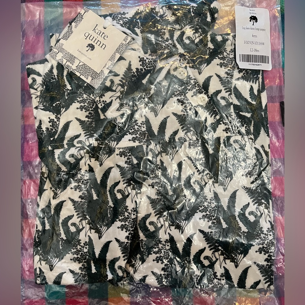Kate Quinn fern long sleeve skinny lounge jumpsuit, size 12-18m